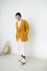 Orange knit jacket w/ waist strap