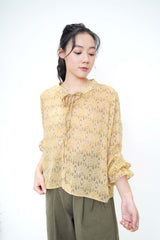 Mustard chiffon blouse in diamond print