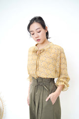 Mustard chiffon blouse in diamond print