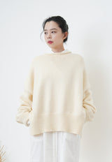 Ivory oversize sweater in split hem