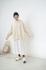 Ivory oversize sweater in split hem