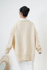 Ivory oversize sweater in split hem