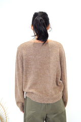 Brown tone patchwork soft sweater
