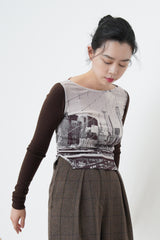 Brown metropolis crop top
