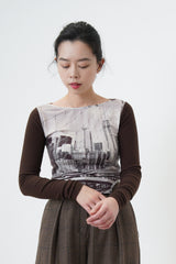 Brown metropolis crop top