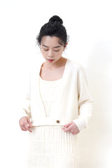 cream minimal open cut cardigan