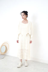 cream minimal open cut cardigan