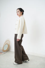 White texture jacket w/ buckles