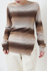 Brown gradient soft knit top in split hem