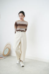 Brown gradient soft knit top in split hem