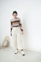Brown gradient soft knit top in split hem