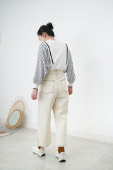 B/W blouse in stipes balloon sleeves