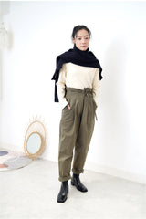 Dark navy funnel neck cape in 2 ways