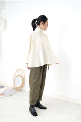2 ways cream blouse in flare cut