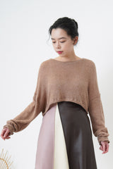 Brown soft texture crop top