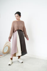 Patchwork faux leather skirt