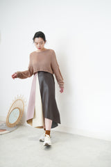 Patchwork faux leather skirt