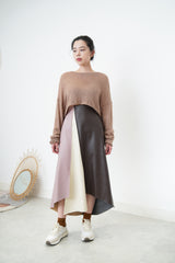 Patchwork faux leather skirt