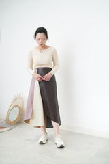 Patchwork faux leather skirt