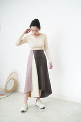 Patchwork faux leather skirt