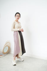 Patchwork faux leather skirt