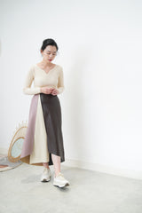 Patchwork faux leather skirt