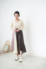 Patchwork faux leather skirt