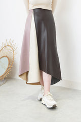 Patchwork faux leather skirt