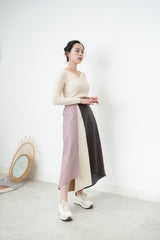 Patchwork faux leather skirt