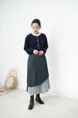 Navy cardigan w/ tweed outline triming