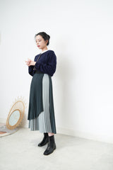 Navy cardigan w/ tweed outline triming