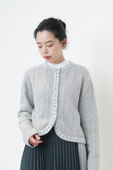 Grey texture cardigan w/ round hem