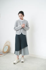 Grey texture cardigan w/ round hem