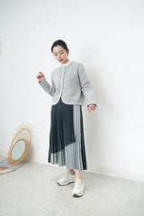 Grey texture cardigan w/ round hem