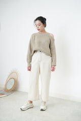 Mocha sweater in cut out shoulder