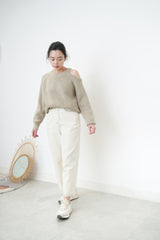 Mocha sweater in cut out shoulder