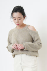 Mocha sweater in cut out shoulder