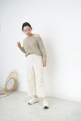 Mocha sweater in cut out shoulder