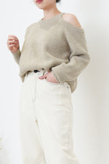 Mocha sweater in cut out shoulder