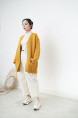 Orange knit jacket w/ waist strap
