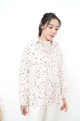 Ivory shirt in terrazzo print