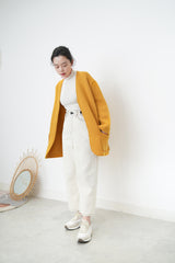 Orange knit jacket w/ waist strap