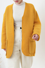 Orange knit jacket w/ waist strap