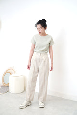 Light grey trousers in flip hem