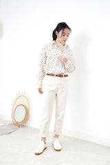 Ivory shirt in terrazzo print