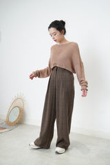 Brown soft texture crop top
