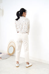 Ivory shirt in terrazzo print