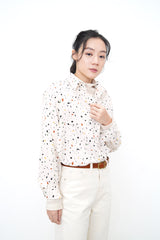 Ivory shirt in terrazzo print