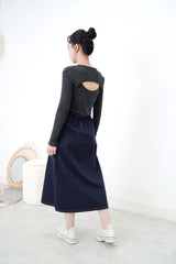 Navy cross stitching skirt
