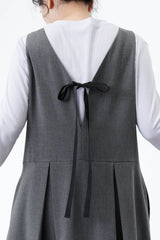 Grey  pleats dress w/ ribbon back